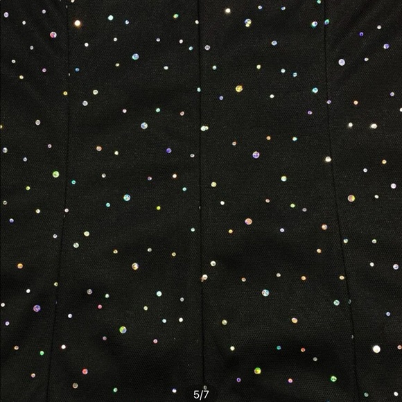 A6 - 311 Double crazy size med black long sleeve sheer & mesh rhinestone dress - Picture 10 of 15